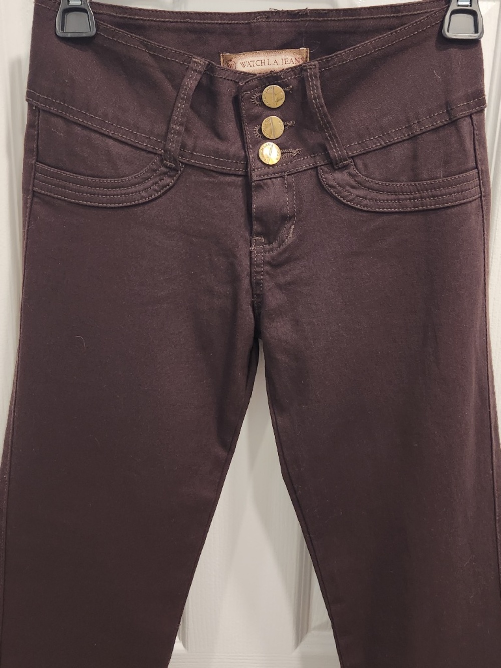 NWT Watch LA Jeans Juniors Sz 3 Dark Brown Cotton Blend Style LPT2842 Low Rise